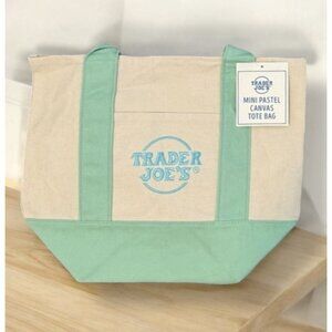 Trader Joes Mini Canvas Green Pastel Tote Bag 2025 Limited Edition - ONE BAG